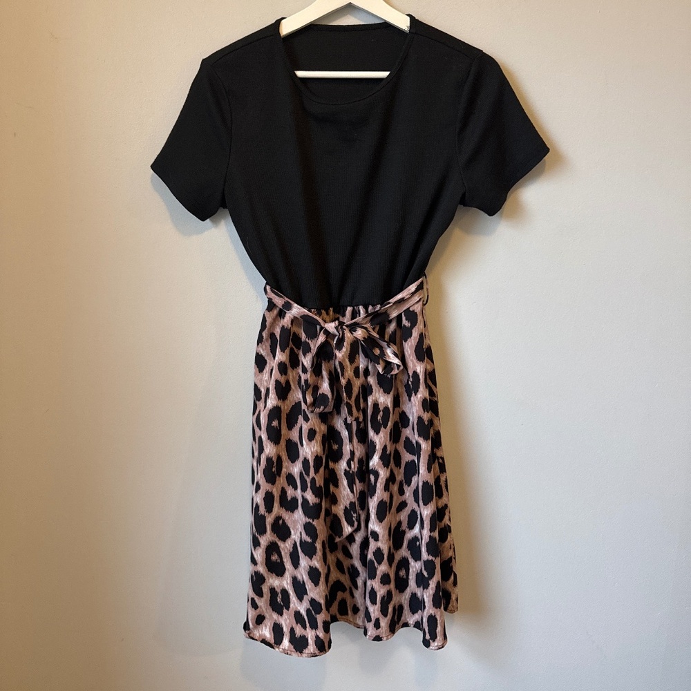 Lishly animal print dress with tie